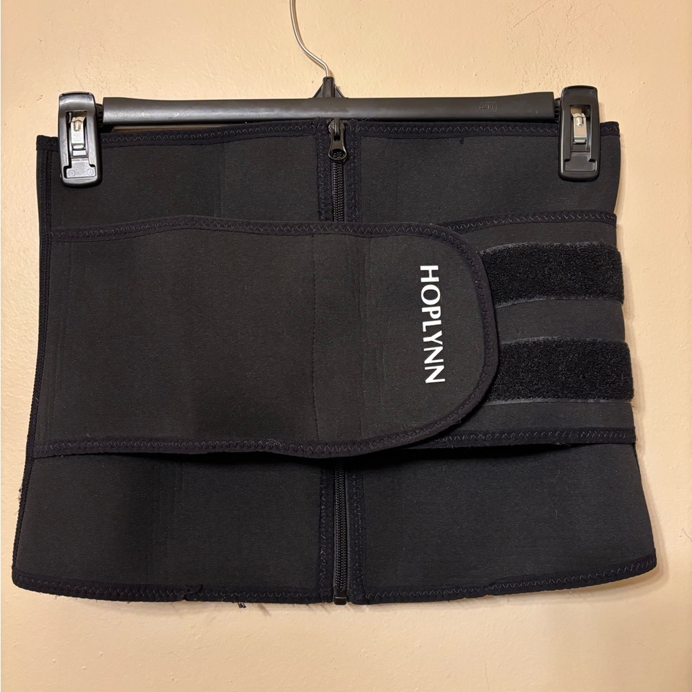 HOPLYNN Black Waist Trainer with Adjustable Velcro XL